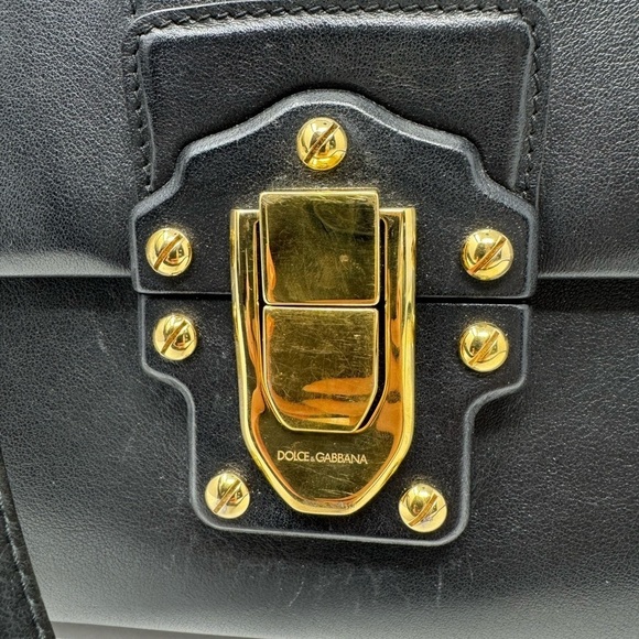 Dolce & Gabbana Lucia Black Leather Satchel – Studded Handle, Crossbody - Picture 9 of 15
